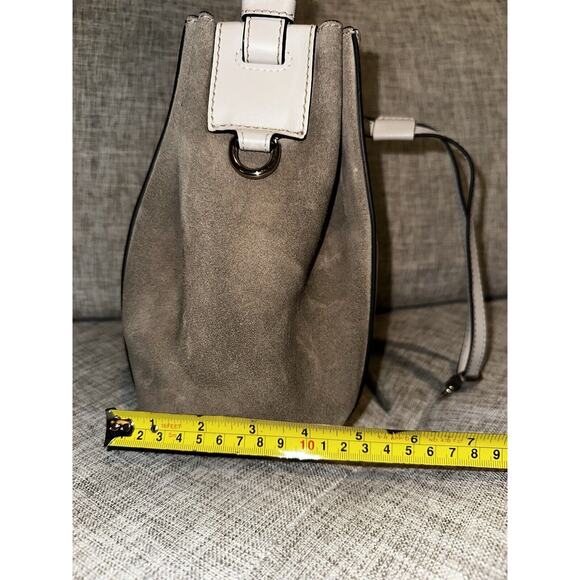 Furla Bucket‎ Bag Small Grey Calf Leather Suede Miastella Chic Modern Designer - Picture 15 of 16